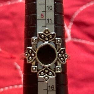 Fashion Silver Ring Size 6 Onyx Obsidian Chunky ( 5/20$ )